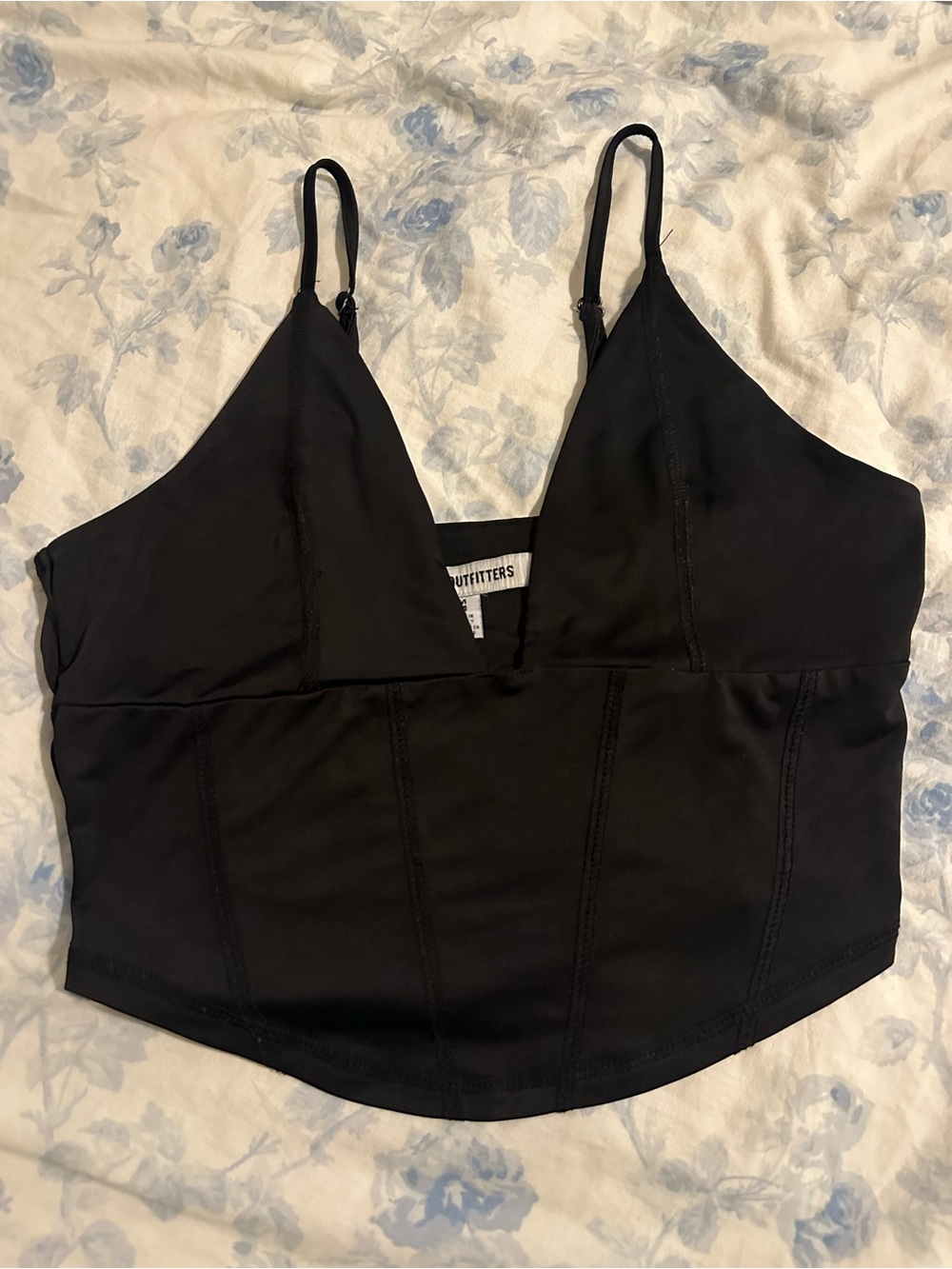 Urban Outfitters Black Cropped Corset-Style Camisole